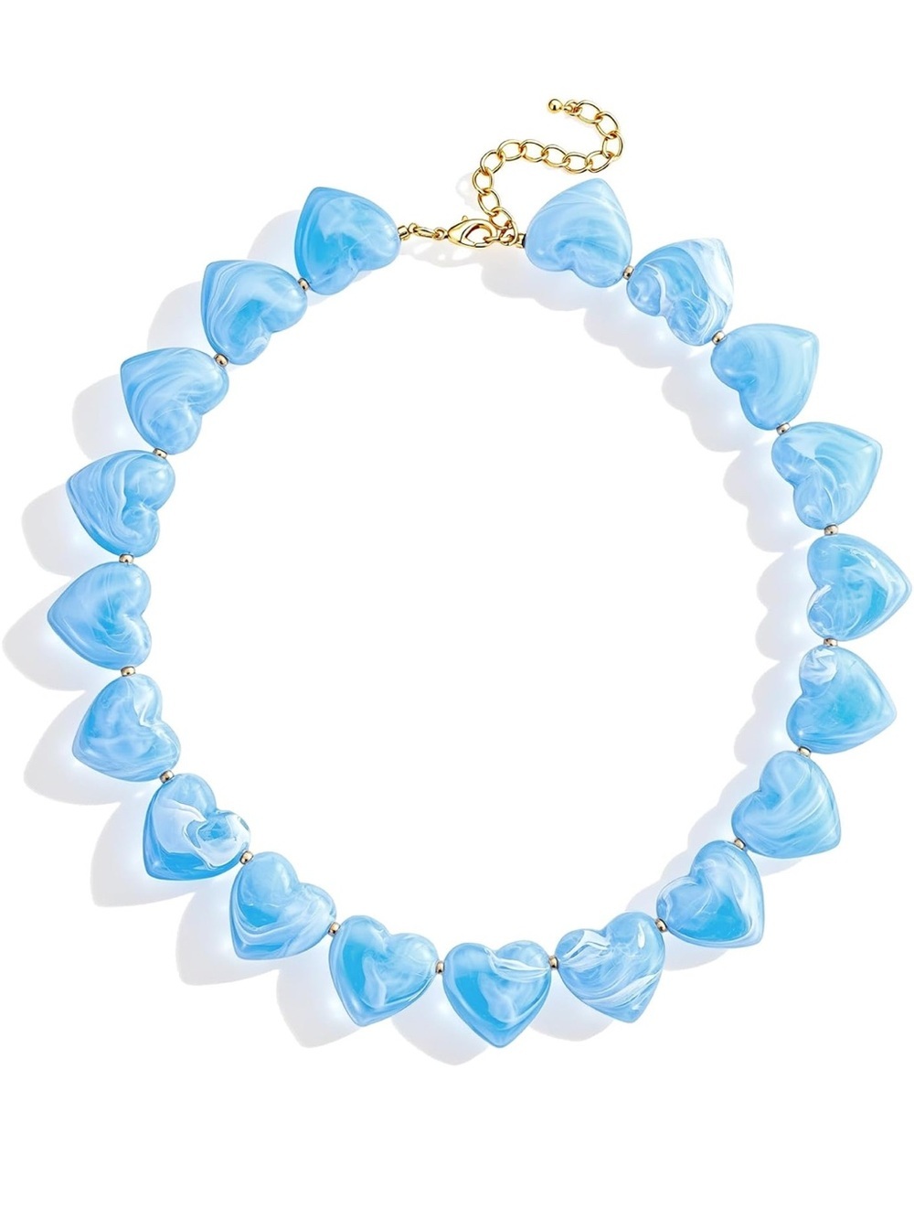 Anthropologie Sky Blue Marbled Heart Necklace